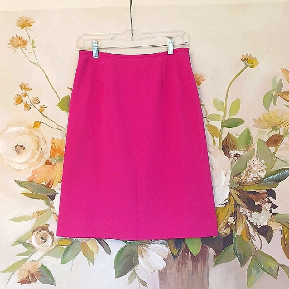 Le Suit 💖 W-6 Petite Hot Pink Lined Side Zip A-line Skirt EUC